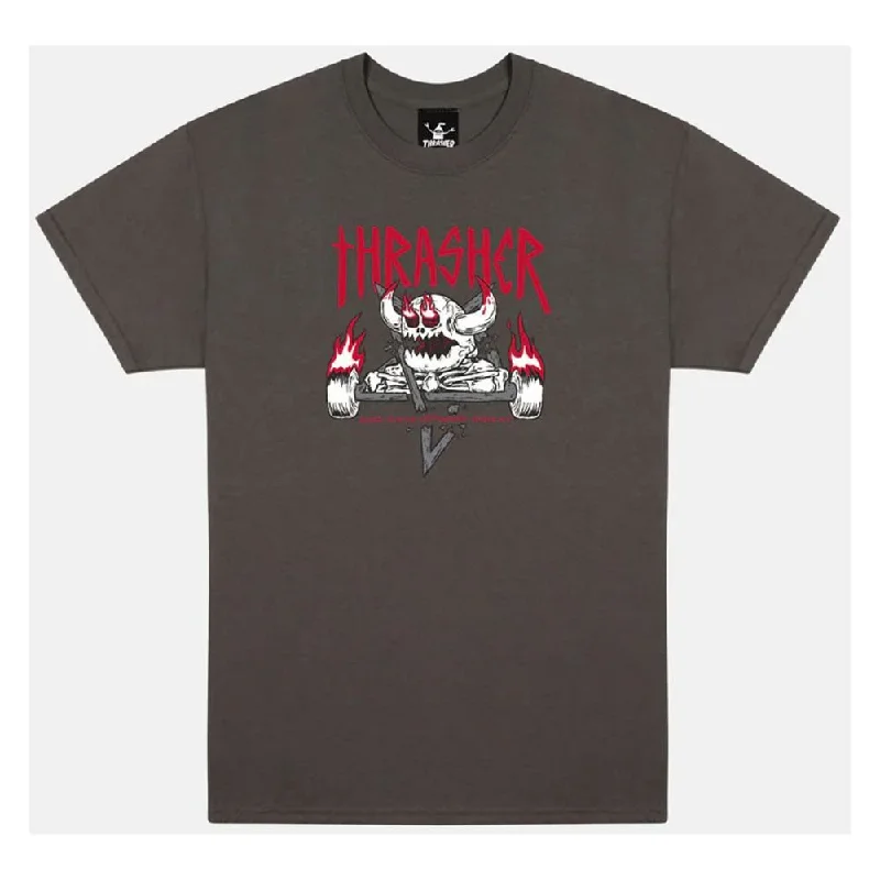 Thrasher x Toy Machine T-Shirt Monster-Gram - Charcoal-- Lace Blend Ribbed Blend Corduroy Blend