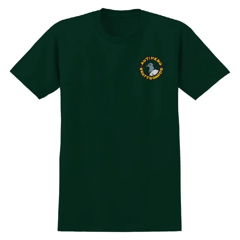 Antihero T-Shirt Pigeon Round - Forest / Multi Print-- Ribbed Striped Patterned