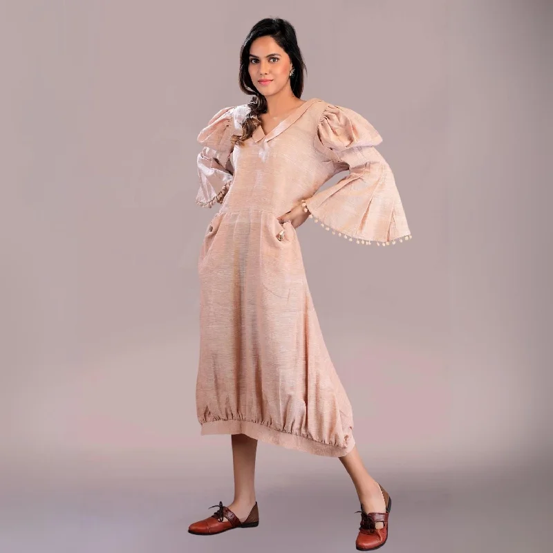 Bowy Affair Dress | Puffed & Bell-Sleeve | Cocoon Style | Easy Breezy Dress | Almond Tunics Versatile functional Bowy Affair Dress | Puffed & Bell-Sleeve | Cocoon Style | Easy Breezy Dress | Almond Tunics Versatile functional