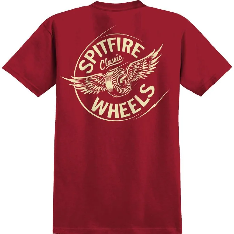 Spitfire T-Shirt Flying Classic - Maroon-- Polka Dot Checkered Tartan