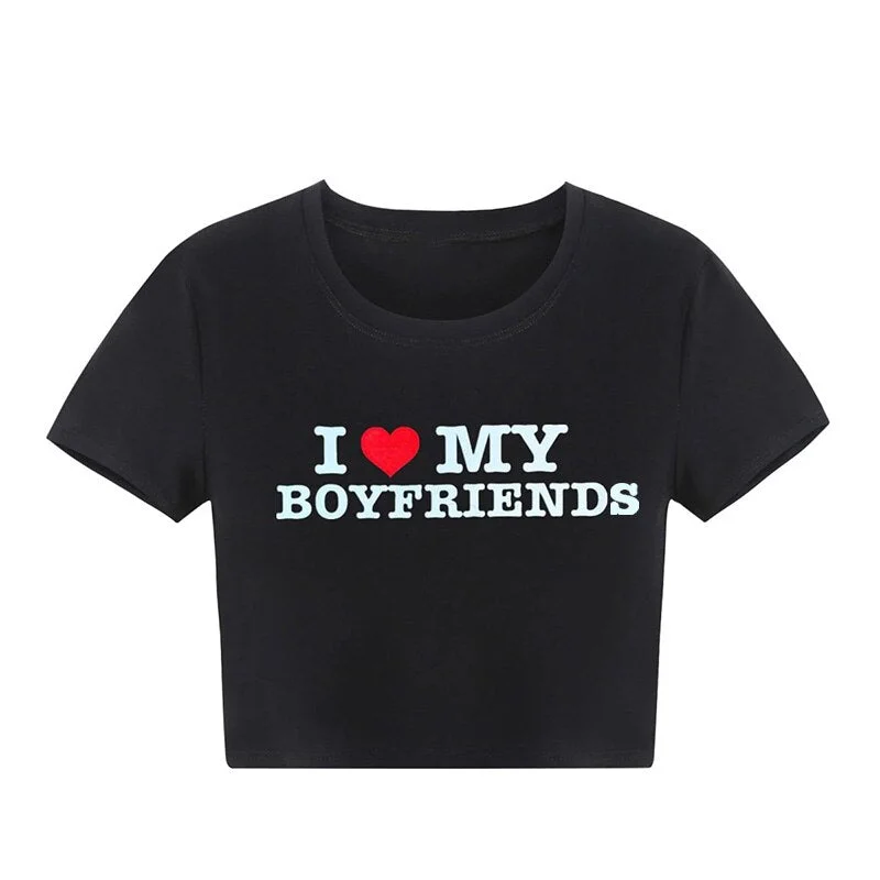 Y2k Crop T Shirts I LOVE MY BOYFRIEND Fashion Summer Fashion Girls Crop Tee Short Short Sleeve T-Shirt Womens Clothes-- Denim Fabric Leather Fabric Suede Fabric Y2k Crop T Shirts I LOVE MY BOYFRIEND Fashion Summer Fashion Girls Crop Tee Short Short Sleeve T-Shirt Womens Clothes-- Denim Fabric Leather Fabric Suede Fabric