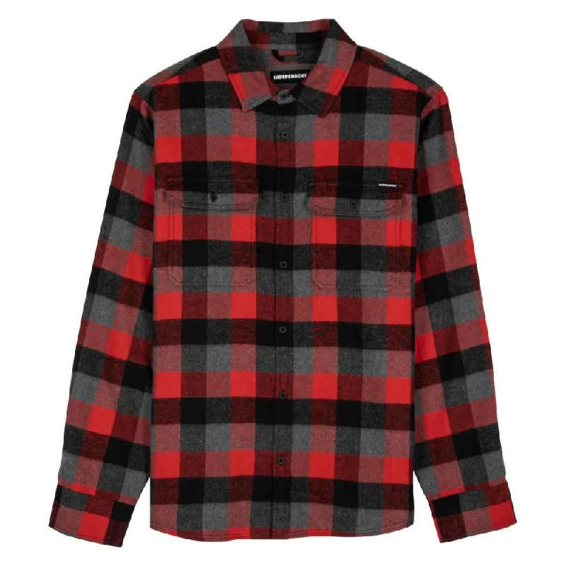 Independent Shirt Belmont - Red Check-- Striped Floral Plaid