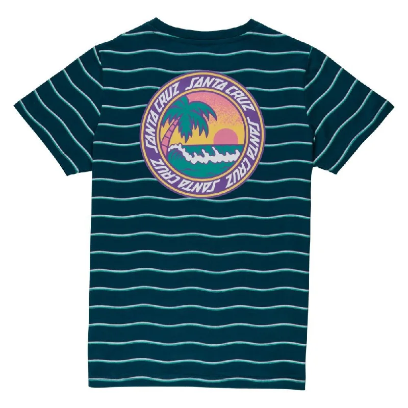 Santa Cruz Youth Custom Tee Youth Paradise Break T-Shirt - Tidal Teal Wave Stripe-- Notch Collar Peter Pan Collar Cowl Neck Santa Cruz Youth Custom Tee Youth Paradise Break T-Shirt - Tidal Teal Wave Stripe-- Notch Collar Peter Pan Collar Cowl Neck