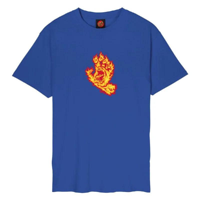 Santa Cruz T-Shirt Flame Hand - Ultramarine-- Silk Blend Satin Velvet