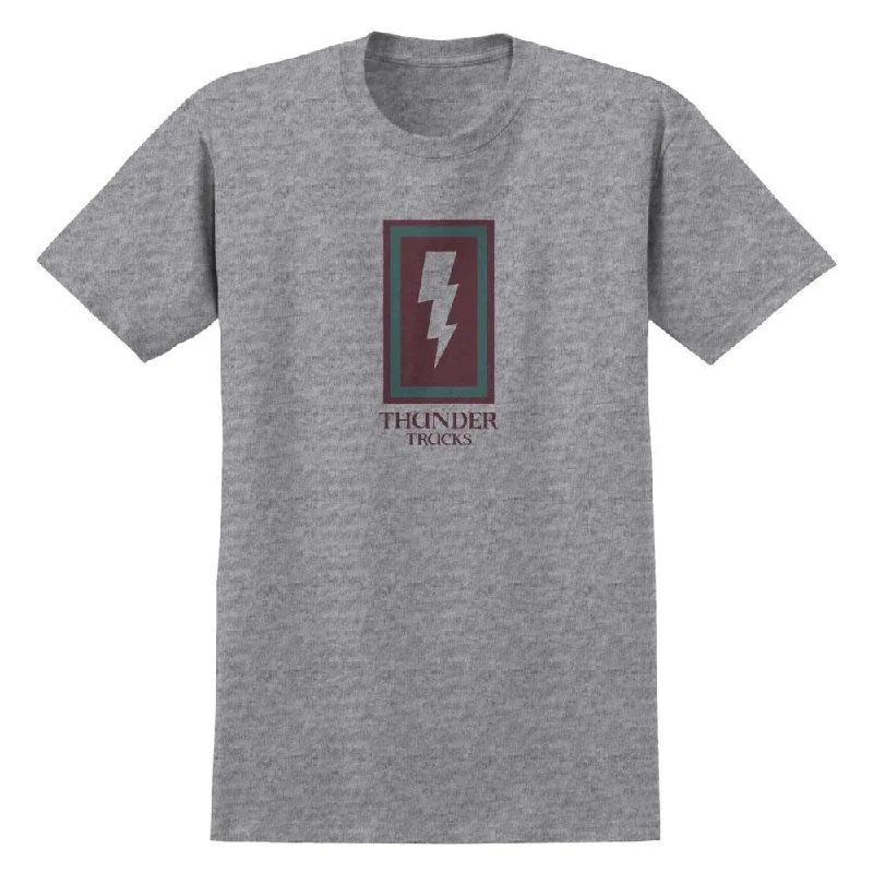 Thunder T-Shirt Boxed Bolt - Sport Grey / Maroon / Green-- Notch Collar Peter Pan Collar Cowl Neck Thunder T-Shirt Boxed Bolt - Sport Grey / Maroon / Green-- Notch Collar Peter Pan Collar Cowl Neck