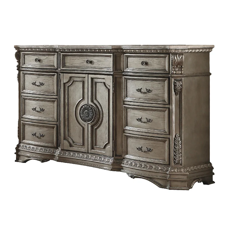 Northville Antique Silver Dresser (MARBLE TOP) Tunics Chic elegant