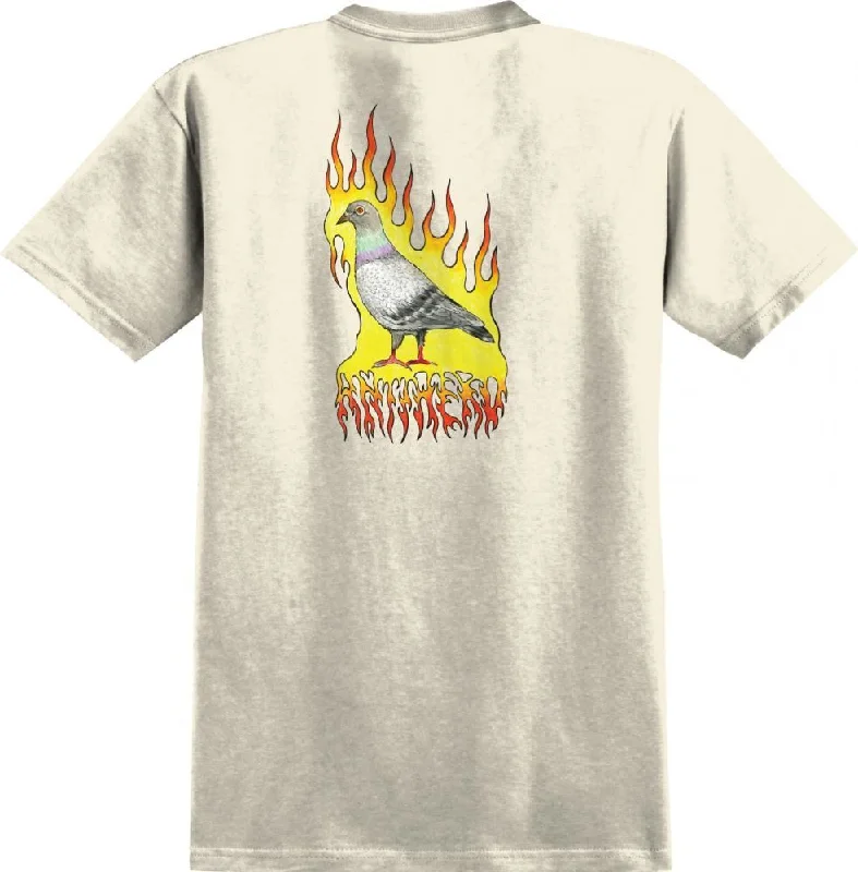 Anti Hero T-Shirt Flame Pigeon - Natural / Multi Color Prints-- Terry Blend Velvet Blend Canvas Blend