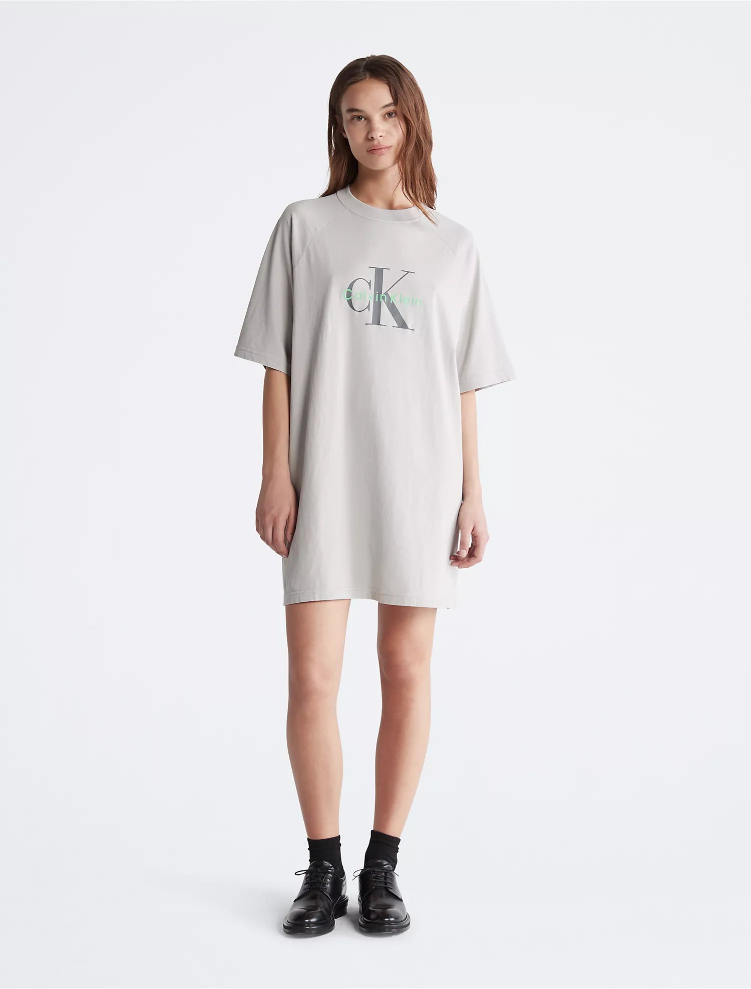 Calvin Klein Naturals Tea Dye T-Shirt Dress - Women-- Faux Fur Fabric Real Fur Fabric Shearling Fabric Calvin Klein Naturals Tea Dye T-Shirt Dress - Women-- Faux Fur Fabric Real Fur Fabric Shearling Fabric