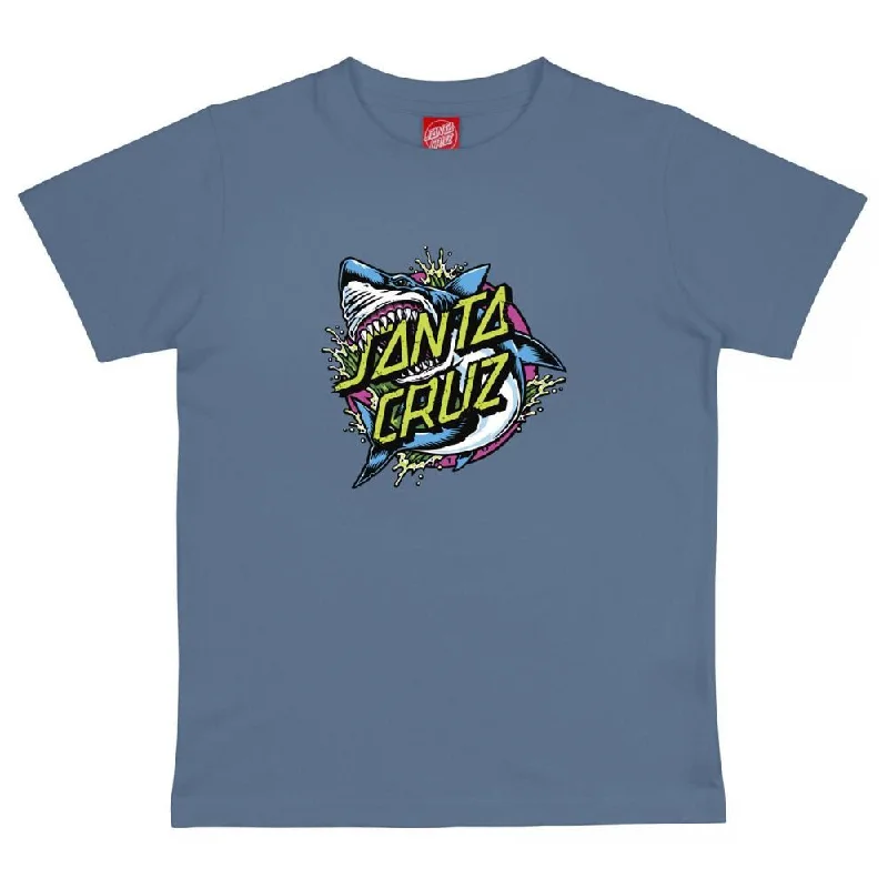 Santa Cruz Youth T-Shirt Youth Shark Dot Front T-Shirt - Dusty Blue-- Satin Blend Silk Blend Wool Blend Santa Cruz Youth T-Shirt Youth Shark Dot Front T-Shirt - Dusty Blue-- Satin Blend Silk Blend Wool Blend