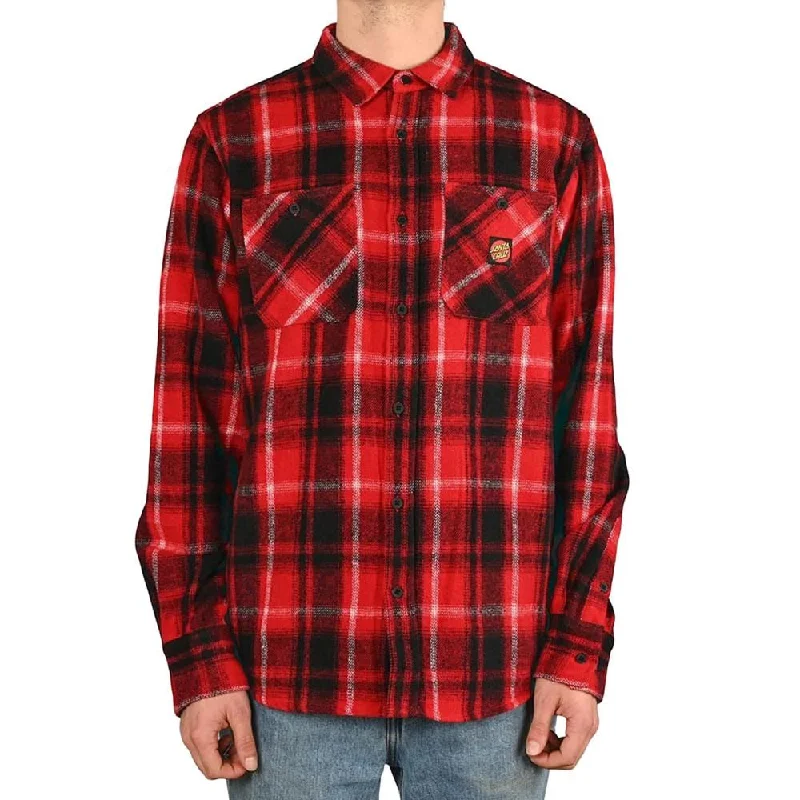 Santa Cruz Shirt Apex LS Shirt - Red Check-- Beaded Sequined Faux Fur