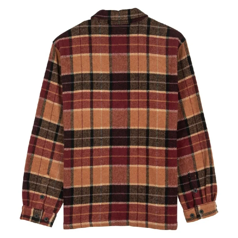 Santa Cruz Shirt Lodge - Burnt Orange Check-- Ribbed T-Shirt High Neck Heavyweight