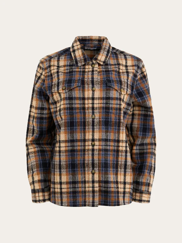 Earth colors checkred overshirt - Brown Sugar-- Layered Multi-layer Single Layer