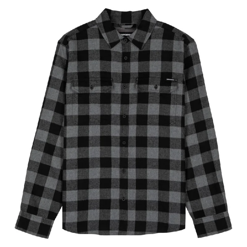 Independent Shirt Belmont - Grey Check-- Iron Safe Non-Iron Wrinkle Free