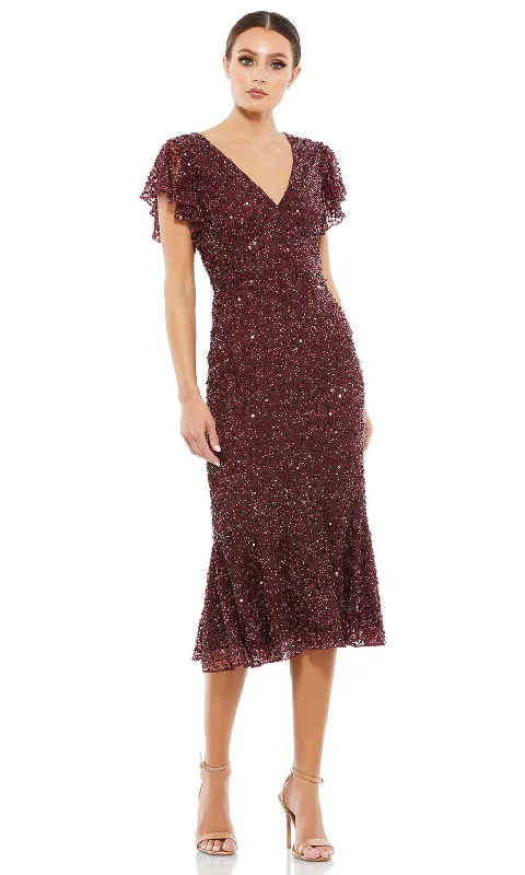 Mac Duggal A10801 - Flutter Sleeve Sequin Cocktail Dress Pencil Office Professional