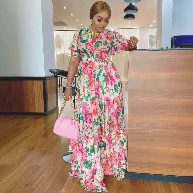 African Print Long Dresses For Women Boho Floral Chiffon Dress Ankara Dashiki Party Gown Abaya Elegant Ladies Summer Clothing Tunics Luxurious high-end African Print Long Dresses For Women Boho Floral Chiffon Dress Ankara Dashiki Party Gown Abaya Elegant Ladies Summer Clothing Tunics Luxurious high-end
