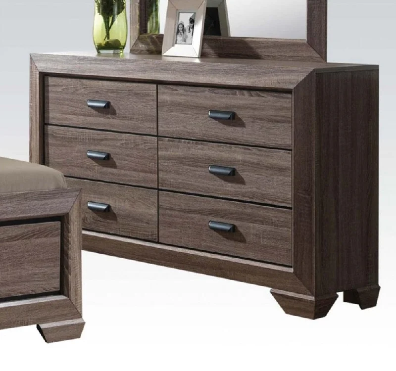 Acme Lyndon Drawer Dresser in Weathered Gray Grain 26025 Tunics Handmade artisanal