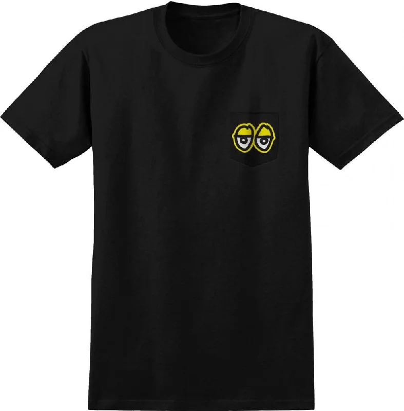Krooked Pocket T-Shirt Strait Eyes - Black / Yellow / White-- Denim Fabric Leather Fabric Suede Fabric Krooked Pocket T-Shirt Strait Eyes - Black / Yellow / White-- Denim Fabric Leather Fabric Suede Fabric