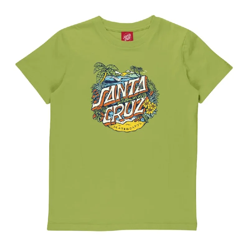 Santa Cruz Youth T-Shirt Youth Aloha Dot Front - Apple-- Collared Crew Neck Turtle Neck