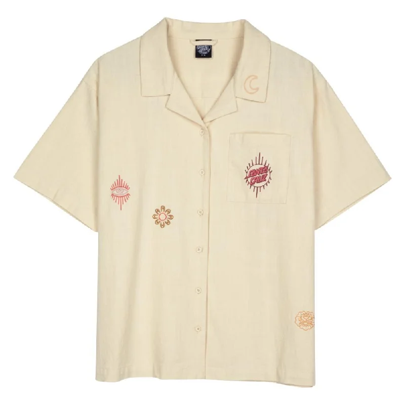 Santa Cruz Womens S/S Shirt Scatter Shirt - Off White-- Mesh Canvas Denim