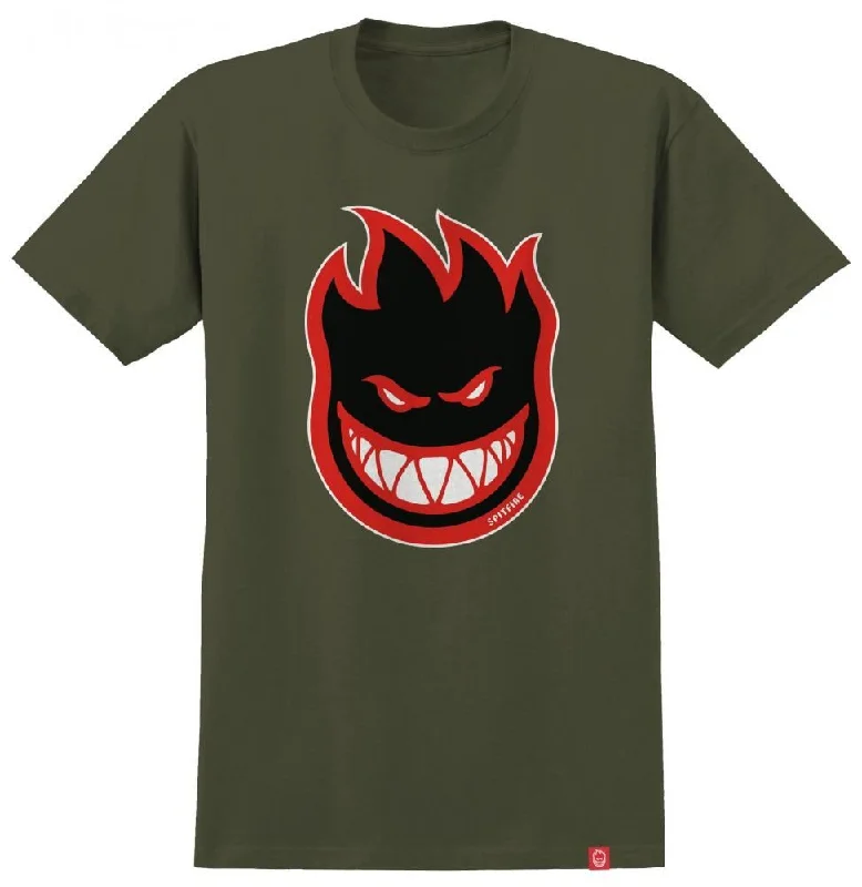 Spitfire T-Shirt Bighead Fill - Military Green / Black / Red / White-- Handmade Hand-knitted Hand-woven