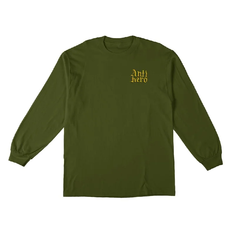 AntiHero L/S T-Shirt Terminal Velocity - Military Green / Black / Yellow -- Basic T-Shirt Crew Neck Short Sleeve