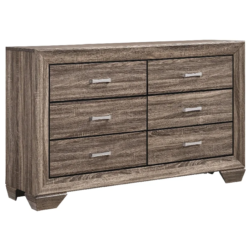 Kauffman 6-drawer Dresser Washed Taupe Tunics Ceremony elegant