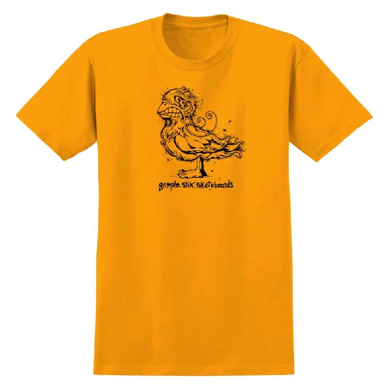 Anti Hero T-Shirt Basic Grimple Pigeon - Gold / Black Print-- Jersey Fabric Tulle Fabric Batik Fabric Anti Hero T-Shirt Basic Grimple Pigeon - Gold / Black Print-- Jersey Fabric Tulle Fabric Batik Fabric
