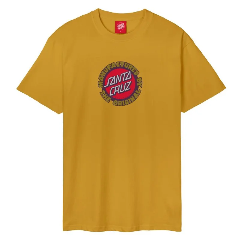 Santa Cruz T-Shirt Speed MFG Dot Front - Old Gold-- Zippered Front Buttoned Front Snap Front