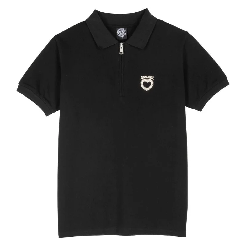 Santa Cruz Womens T-Shirt Oregon Polo - Black-- Collared Crew Neck Turtle Neck