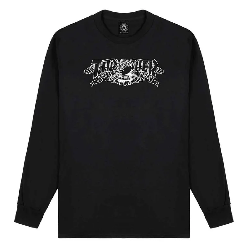 Thrasher X Antihero LS T-Shirt Mag Banner - Black-- Mesh Canvas Denim