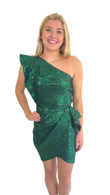 Saylor Ann Animal Jacquard Dress Square Neckline Feminine