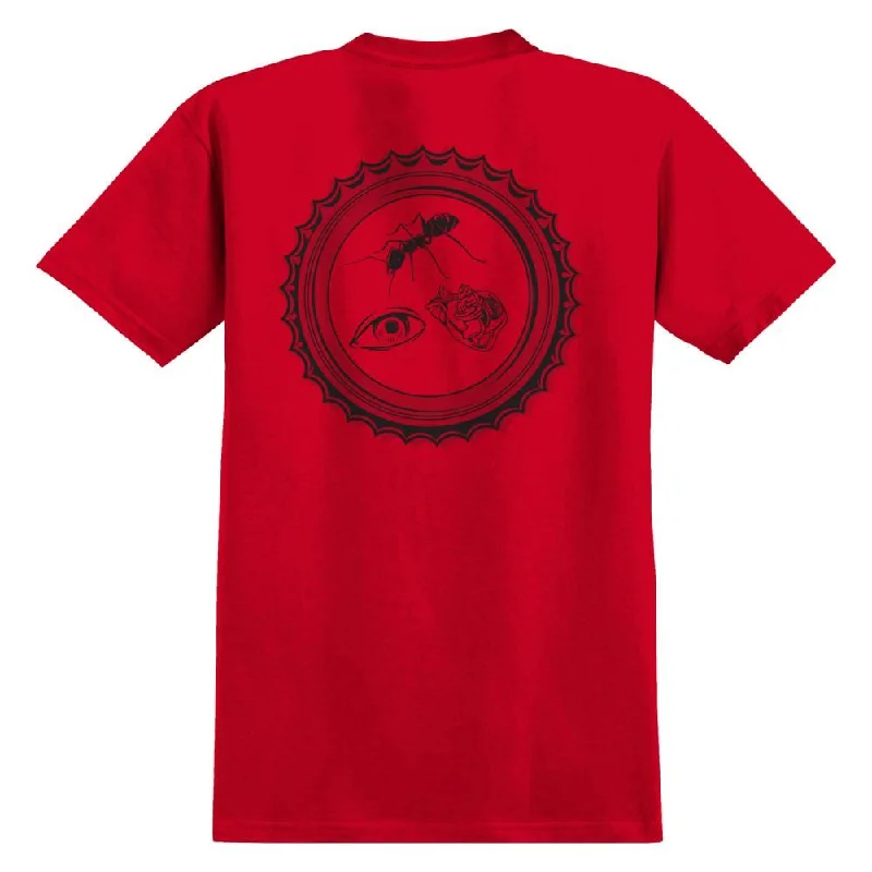 Antihero T-Shirt Bottle Cap - Red / Multi Prints-- Denim Fabric Leather Fabric Suede Fabric