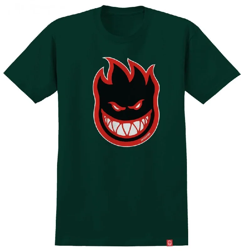 Spitfire T-Shirt Bighead Fill - Forest Green / Red / White-- Asymmetrical Pockets Print