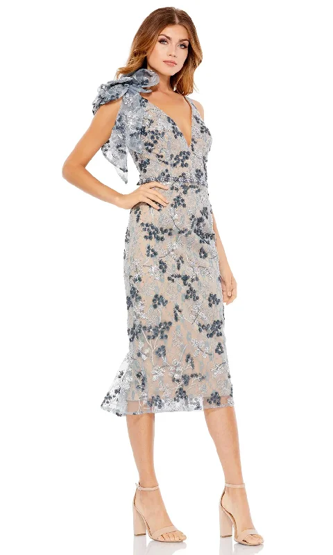 Mac Duggal A79337 - Bow Draped Floral Dress Halter Neckline Beach
