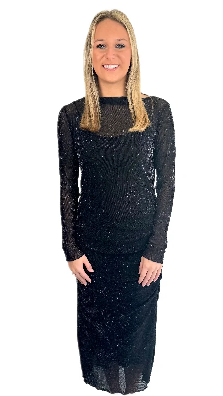 KLD Black Glenn Dress Tunics Fleece cozy