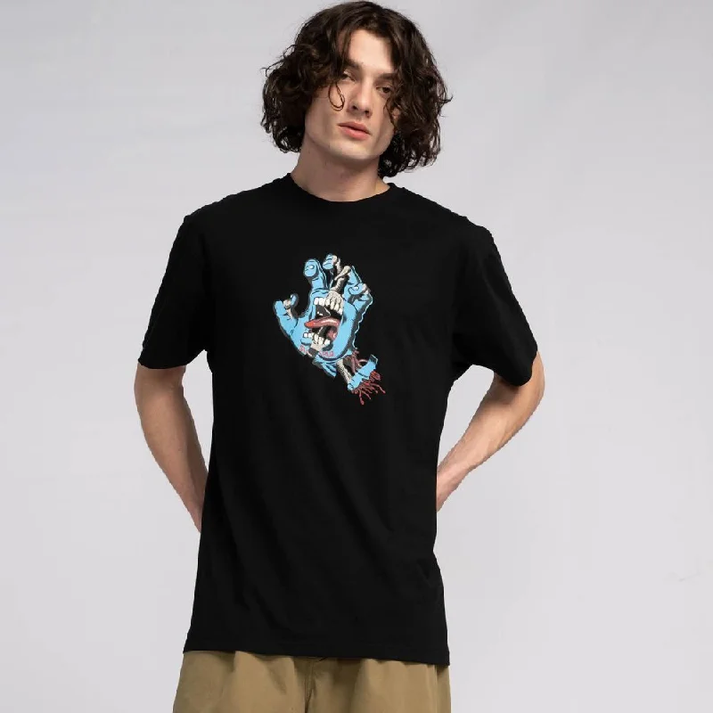 Santa Cruz T-Shirt Torn Hand - Black-- Spandex Blend Rayon Blend Denim Blend