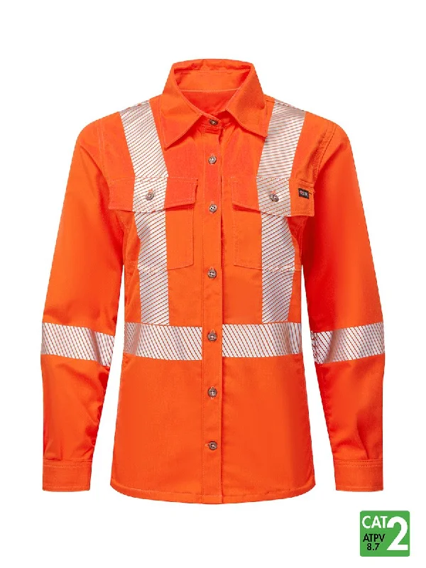 Women’s Westex UltraSoft® 7 oz Deluxe Segmented Striped Work Shirt - Style USO471 - Orange-- Machine Wash Dry Clean Hand Wash Women’s Westex UltraSoft® 7 oz Deluxe Segmented Striped Work Shirt - Style USO471 - Orange-- Machine Wash Dry Clean Hand Wash