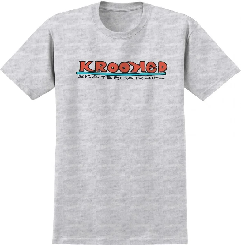 Krooked T-Shirt Skateboardin - Ash / Multi-- Knit Fabric Woven Fabric Fleece Fabric