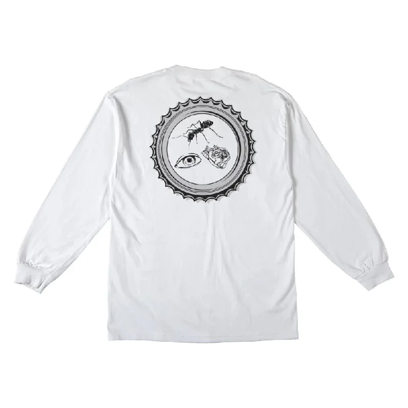 Anti Hero L/S T-Shirt Bottle Cap - White / Multi Color Prints-- Chenille Brocade Lace Anti Hero L/S T-Shirt Bottle Cap - White / Multi Color Prints-- Chenille Brocade Lace