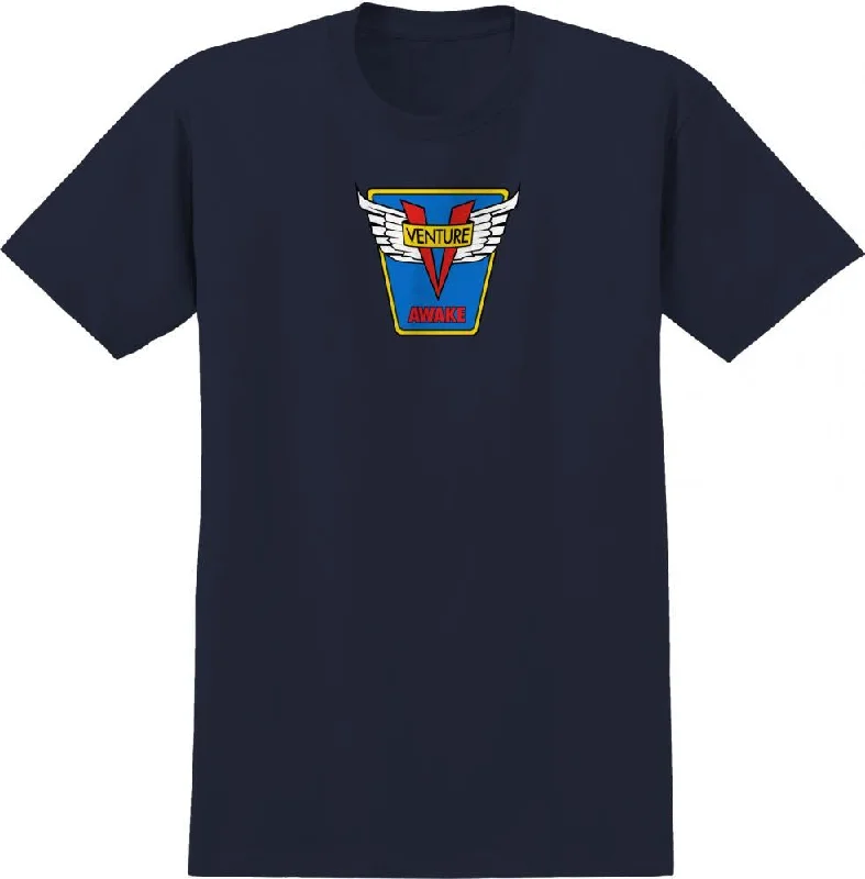 Venture T-Shirt Emblem - Blue / Yellow / Red-- Cotton Fabric Linen Fabric Terry Fabric Venture T-Shirt Emblem - Blue / Yellow / Red-- Cotton Fabric Linen Fabric Terry Fabric