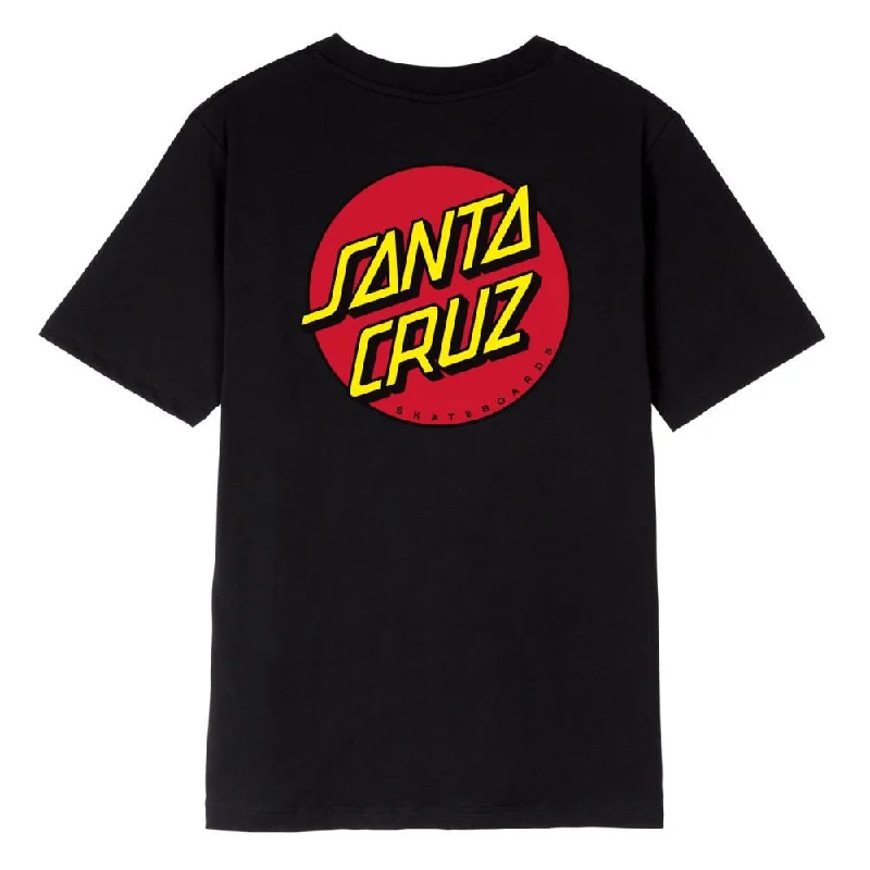 Santa Cruz Womens T-Shirt Classic Dot Chest - Black-- Mesh Blend Leather Blend Suede Blend