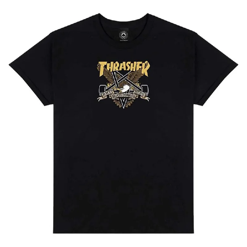 Thrasher X Antihero T-Shirt Eaglegram - Black-- Handmade Hand-knitted Hand-woven