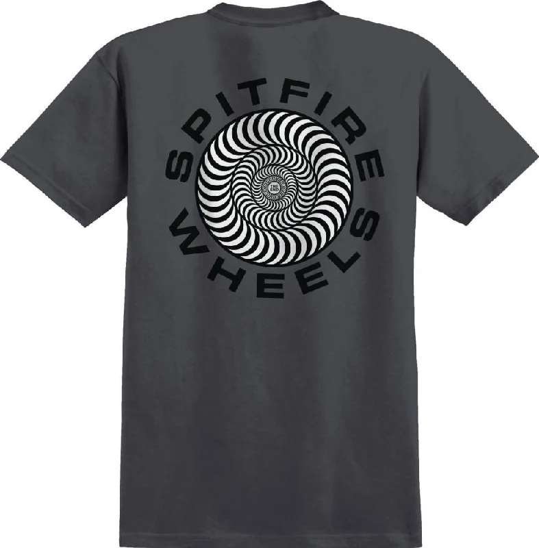 Spitfire T-Shirt Classic '87 Swirl Fill - Charcoal / Black / White-- Hooded Caped Shawl Collar