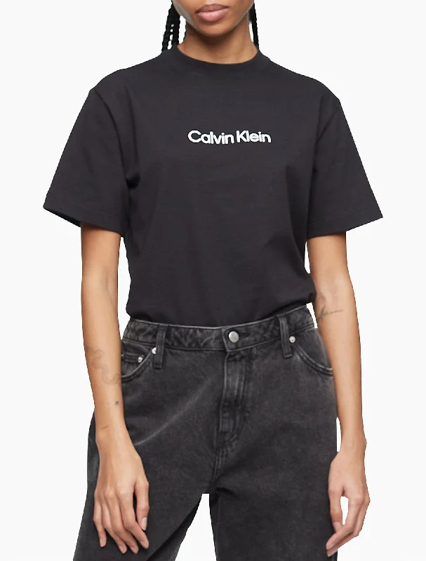 Calvin Klein Relaxed Fit Standard Logo Crewneck T-Shirt - Women-- Striped Floral Plaid Calvin Klein Relaxed Fit Standard Logo Crewneck T-Shirt - Women-- Striped Floral Plaid