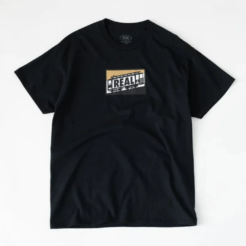 Real T-Shirt Cable Car - Black / Gold / White-- Zippered Front Buttoned Front Snap Front Real T-Shirt Cable Car - Black / Gold / White-- Zippered Front Buttoned Front Snap Front