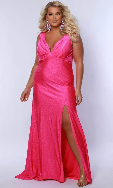 Sydney's Closet SC7369 - Deep V-Neck Empire Prom Dress Halter Neckline Beach