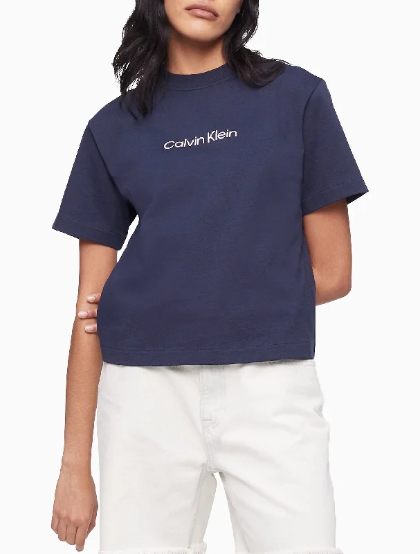 Calvin Klein Relaxed Fit Standard Logo Crewneck T-Shirt - Women-- Lace Blend Ribbed Blend Corduroy Blend Calvin Klein Relaxed Fit Standard Logo Crewneck T-Shirt - Women-- Lace Blend Ribbed Blend Corduroy Blend