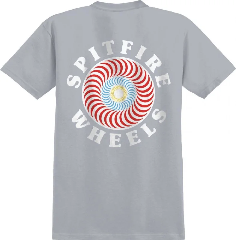 Spitfire T-Shirt OG Classic Fill - Gravel / Multi-- Thin T-Shirt Open Front Quick Dry