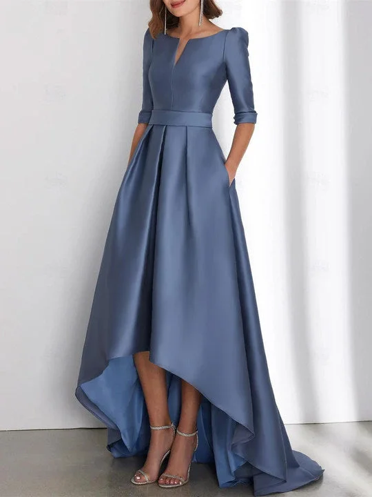 A-Line/Princess Half Sleeves Asymmetrical Mother Of The Bride Dresses With Pockets Tunics Sophisticated sleek A-Line/Princess Half Sleeves Asymmetrical Mother Of The Bride Dresses With Pockets Tunics Sophisticated sleek