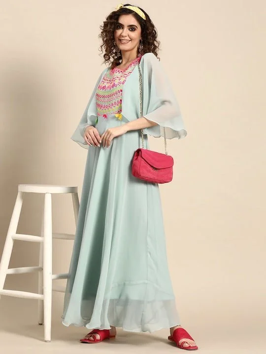 Women Geometric Ethereal Embroidery Dress Tunics Stylish elegant